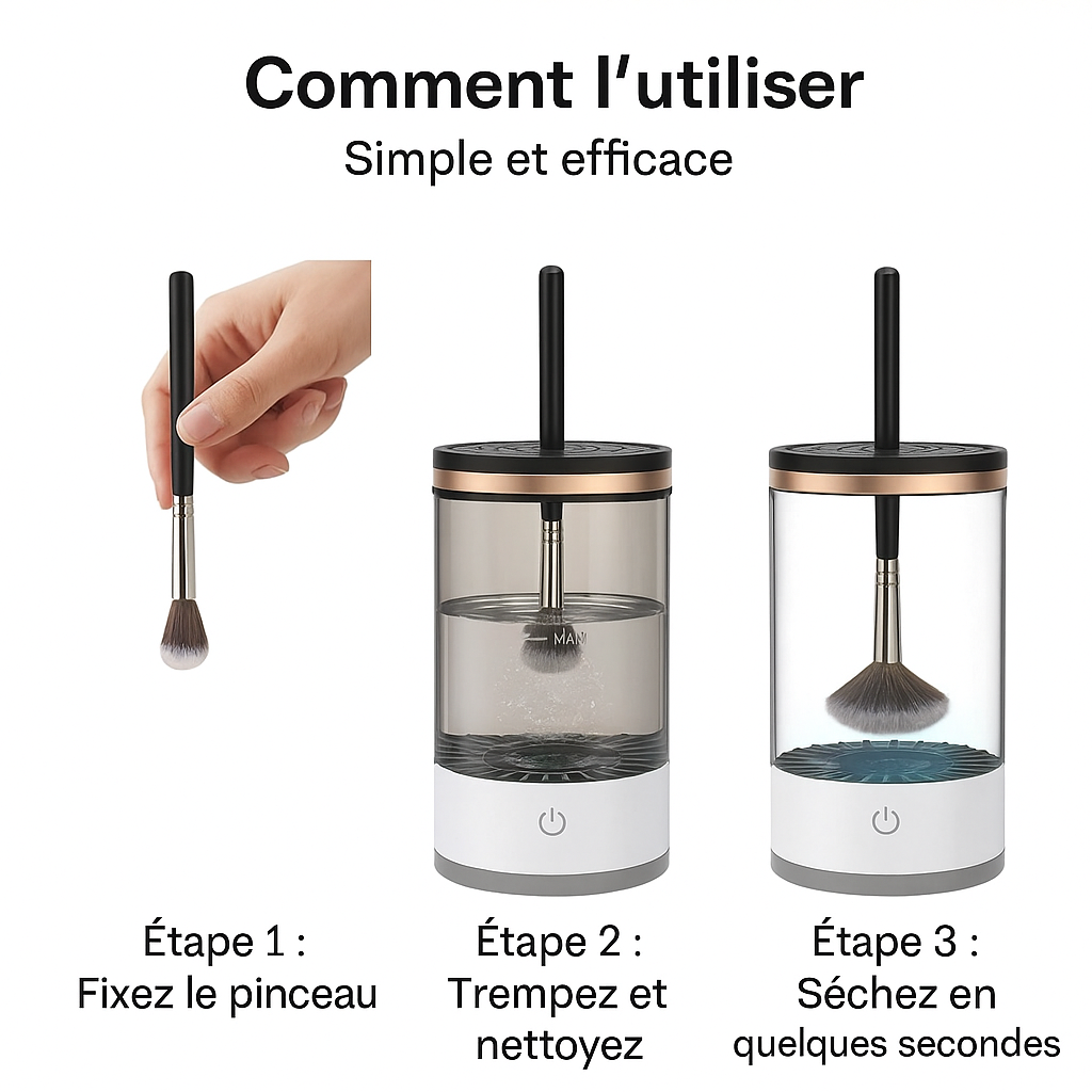 Nettoyeur Pinceau Maquillage Électrique Gris  Nextor™-Hygiène & Beauté